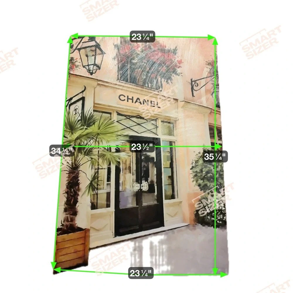 CHANEL Elegant Storefront Canvas with Green and Black Accents